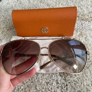 Tory Burch Brown Gradient Snakeskin Sunglasses